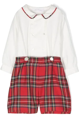 Mariella Ferrari Tartan-pattern cotton shorts set