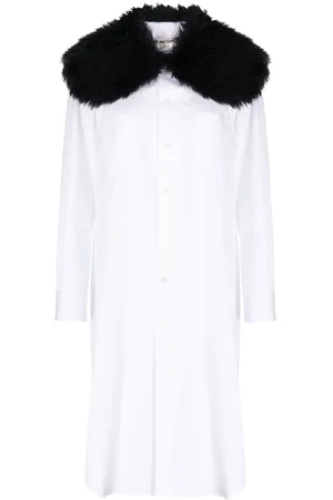 Comme des Garçons Fur-collar midi shirtdress