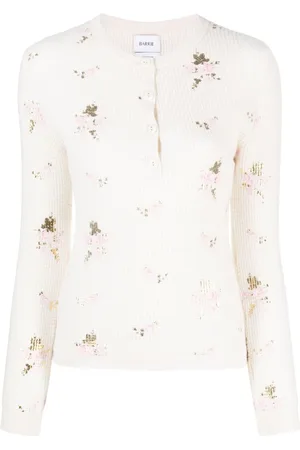 Barrie Floral-print waffle-knit jumper