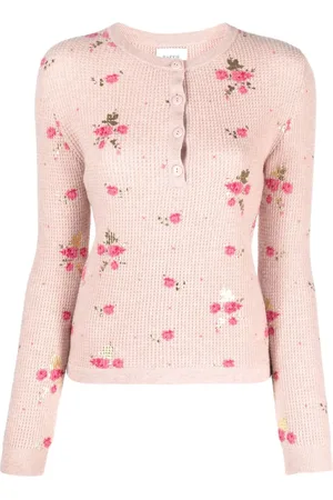 Barrie Floral-print waffle-knit jumper