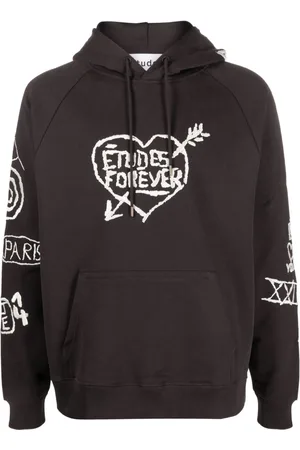 Etudes Graffiti-embroidery organic cotton hoodie