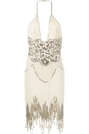 The Attico Lian sequin-embellished fringed minidress