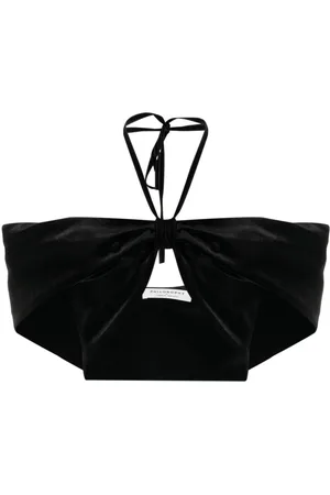 Serafini Velvet-effect halterneck cropped top