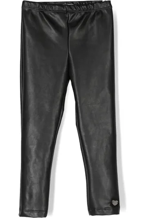MONNALISA Logo-plaque faux-leather trousers
