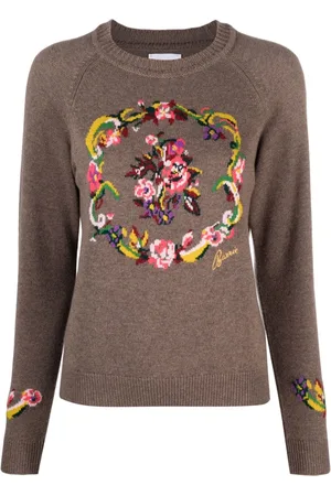Barrie Floral intarsia-knit cashmere jumper
