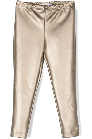 MONNALISA Logo-plaque faux-leather trousers