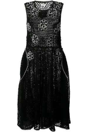 NOIR KEI NINOMIYA Floral-appliqué knitted midi dress