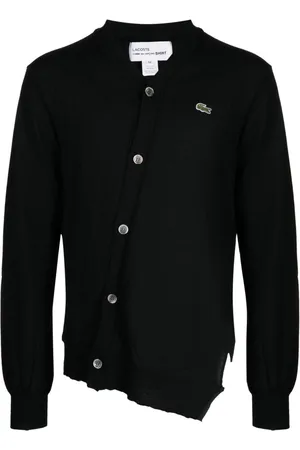 Comme des Garçons X Lacoste asymmetric logo-patch wool cardigan