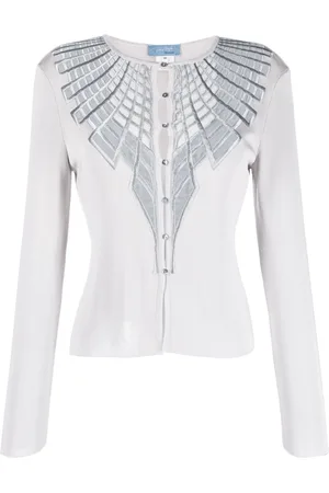 MUGLER Wings motif buttoned knitted top