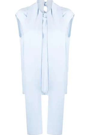 tibi Draped back pussy-bow blouse
