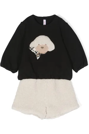 Il gufo Shearling cotton babygrow set