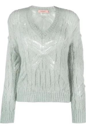 Twin-Set V-neck open-knit jumper