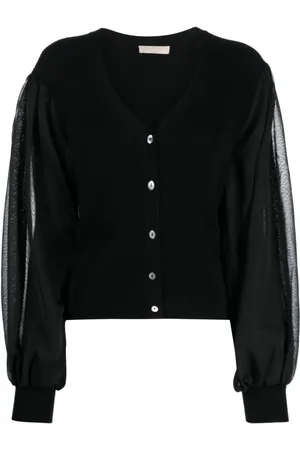 ULLA JOHNSON Semi sheer-sleeves V-neck cardigan