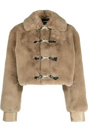ROTATE Cropped faux-fur jacket