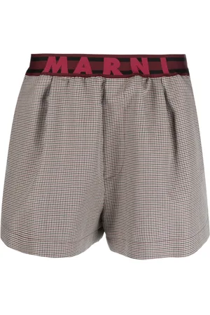 Marni Logo-waistband checked shorts