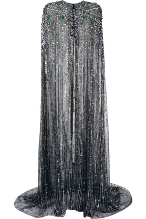 Jenny Packham Clara crystal-embellished long cape