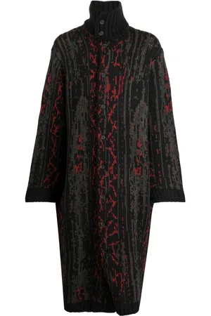 YOHJI YAMAMOTO Patterned high-neck coat