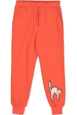 Mini Rodini Angry Cat organic-cotton track pants