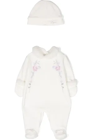 Lapin House Floral embroidery cotton babygrow set