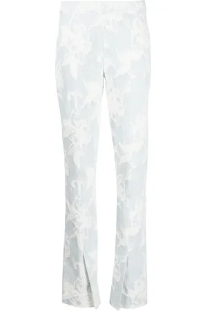 ZIMMERMANN Floral-embroidery straight-leg jeans