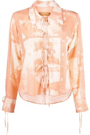 REJINA PYO Saskia crinkled tie-detail blouse