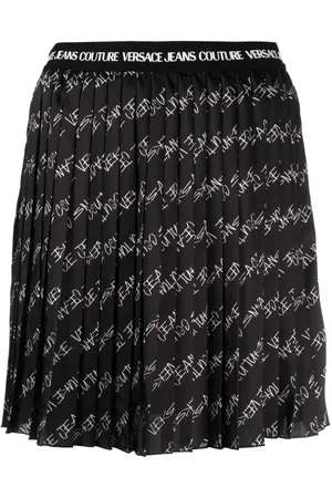 VERSACE Fully-pleated logo-print miniskirt