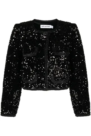 Self-Portrait Sequined cropped jacket