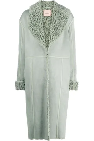 Twin-Set Faux-shearling V-neck coat