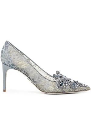 RENE CAOVILLA 70mm crystal-embellished lace pumps