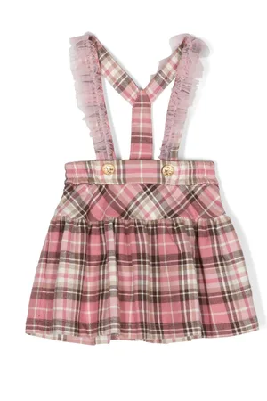 MONNALISA Tartan-print dungaree skirt