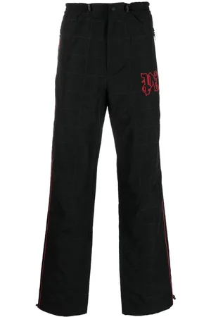 Palm Angels Logo-embroidered checked trousers