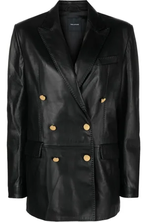 TAGLIATORE Josie double-breasted leather blazer