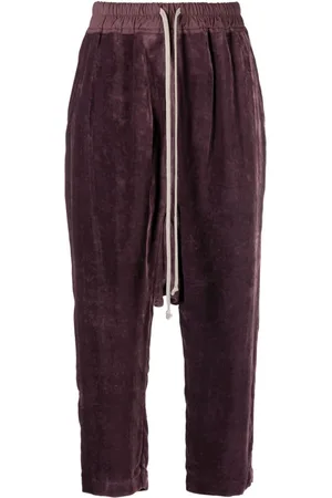 Rick Owens Drop-crotch velour cropped trousers
