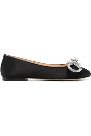 Mach & Mach Double Bow satin ballerina shoes