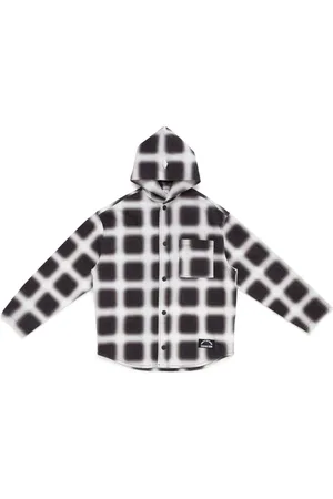 MARCELO BURLON Blurred Check long-sleeve hoodie