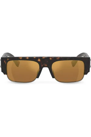 Dolce & Gabbana Logo-plaque tortoiseshell rectangle-frame sunglasses