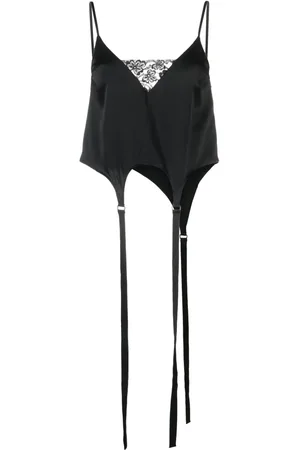 SSHEENA Lace-panel satin camisole top