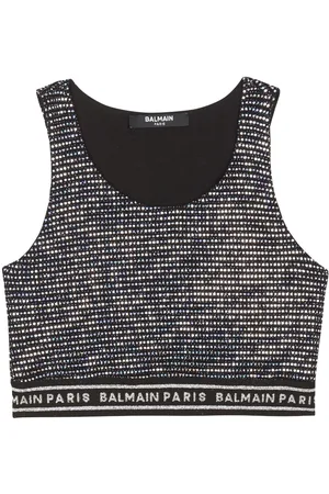 balmain Balmain logo-underband Glitter Crop Top - Farfetch