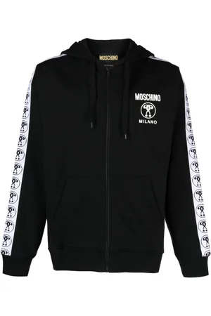 Moschino Logo-tape zip-up cotton hoodie