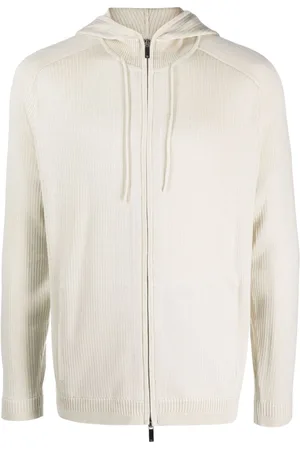 Emporio Armani Ribbed-knit zip-up hoodie