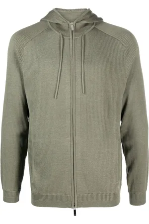 Emporio Armani Ribbed-knit zip-up hoodie
