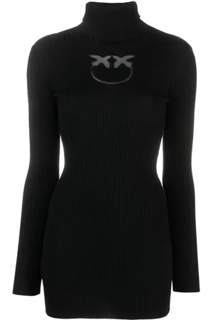 Pinko Intarsia-knit logo roll-neck jumper