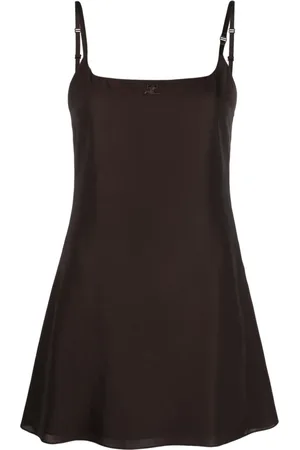 Courrèges Logo-embroidered slip minidress