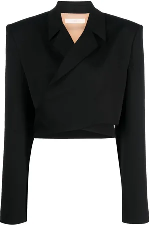 SSHEENA Wrap-design cropped blazer