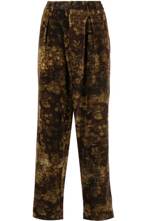 PIERRE-LOUIS MASCIA Floral-print tapered velvet trousers