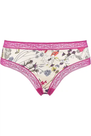 ERES Floral-print lace-panel briefs