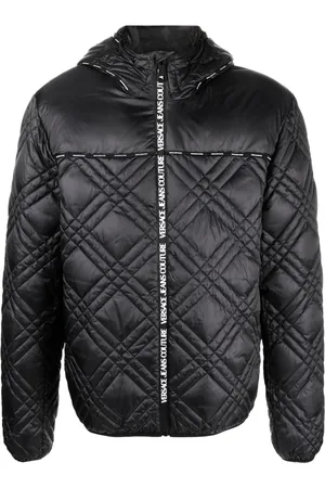 VERSACE Logo-strap quilted coat