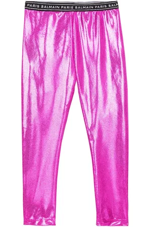 Balmain Logo-print metallic-finish leggings