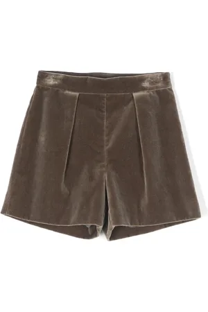 BONPOINT Pleat-detail velvet shorts