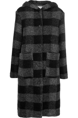 Woolrich Checked hooded wool-blend coat